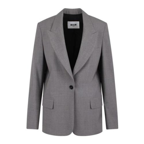 Blazer met applicatie en logo Msgm , Gray , Dames