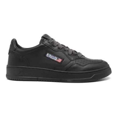 Zwarte Lage Medalist Leren Sneakers Autry , Black , Heren