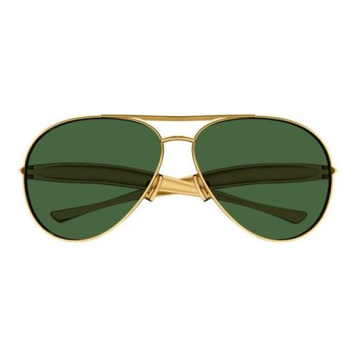 Groene Lens Zonnebril Goccia Goud Bottega Veneta , Yellow , Unisex