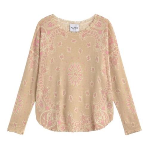 Mandala Oversized Sweater Kujten , Beige , Dames