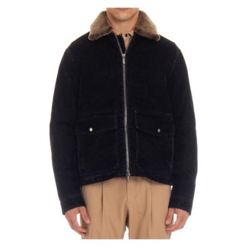 Blauwe Zip Jas met Afneembare Shearling Kraag Moorer , Blue , Dames