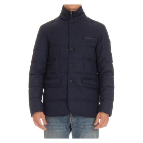 Blauwe Wollen Jas Herno , Blue , Heren