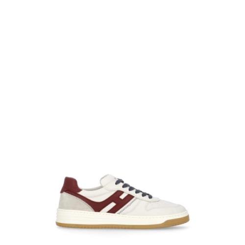 Gaatjesleren Sneakers met Contrasterende Details Hogan , White , Heren