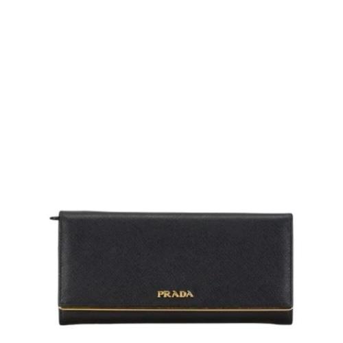 Pre-owned Leather wallets Prada Vintage , Black , Dames