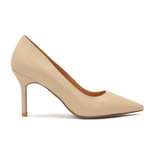 Minimalistische beige leren pumps Kazar , Beige , Dames