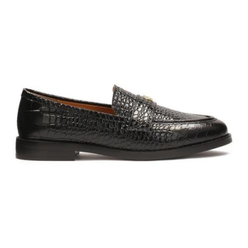 Zwarte klassieke reliëflederen loafers Kazar , Black , Dames