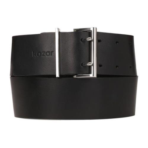 Brede leren band met dubbele gesp Kazar , Black , Dames