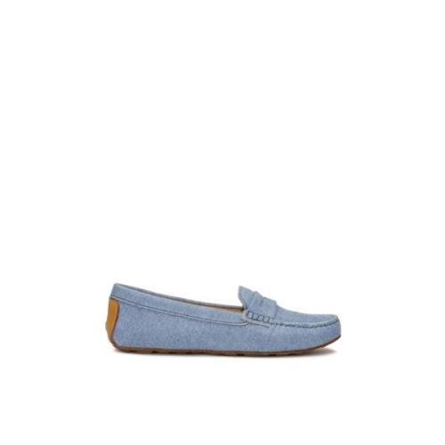 Blauwe denim stof mocassins Kazar , Blue , Dames