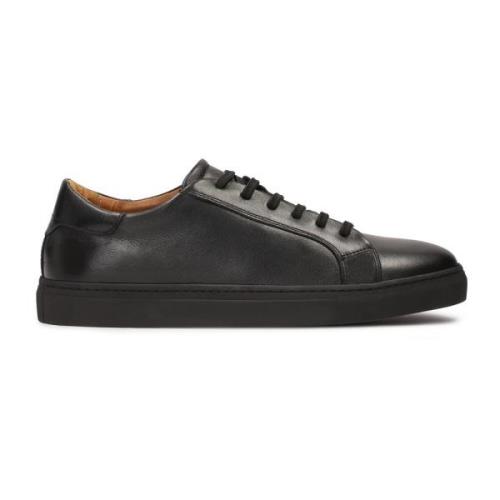 Zwarte leren minimalistische sneakers Kazar , Black , Heren