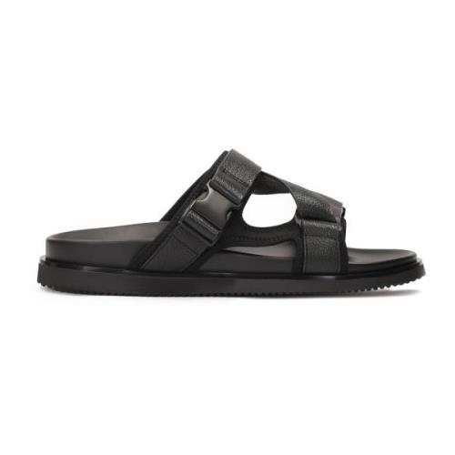 Heren leren slippers in zwart Kazar , Black , Heren