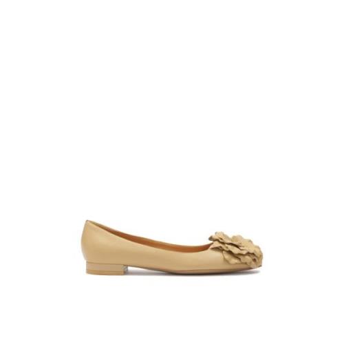 Beige platte pumps met bloem Kazar , Beige , Dames