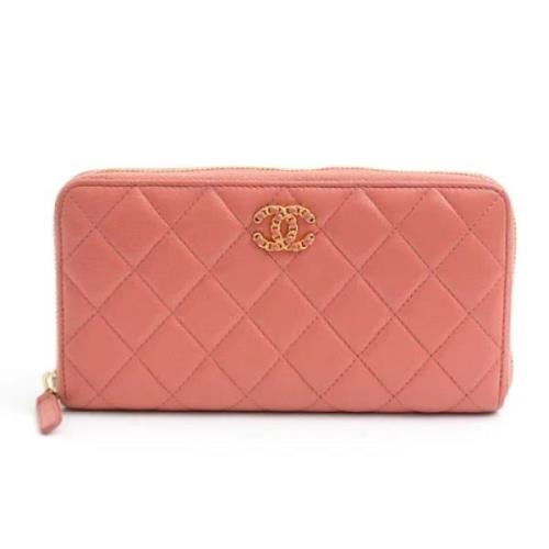 Pre-owned Leather wallets Chanel Vintage , Pink , Dames