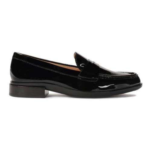 Zwarte gelakte loafer platte schoenen Kazar , Black , Dames