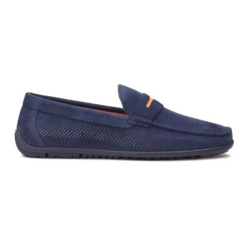 Donkerblauwe mocassins met oranje inzetstuk Kazar , Blue , Heren