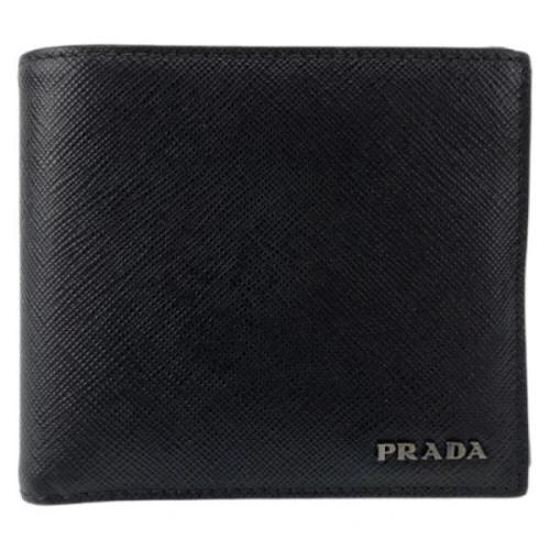 Pre-owned Leather wallets Prada Vintage , Black , Heren