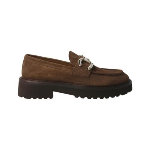 Kameel Suède Dames Loafer met Gouden Detail Calce , Brown , Dames