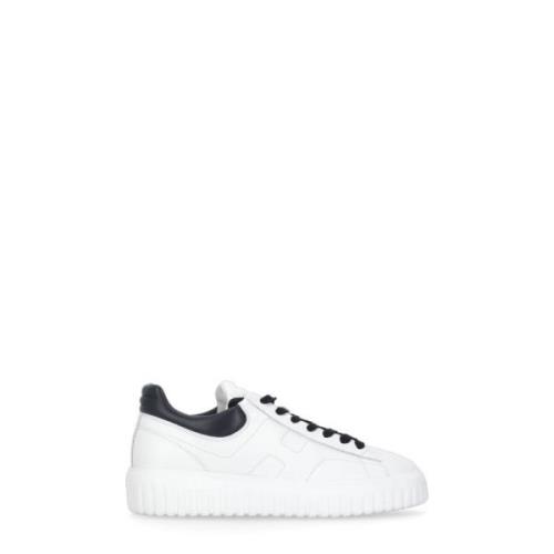 Witte Leren Sneakers Ronde Neus Iconische H Hogan , White , Heren