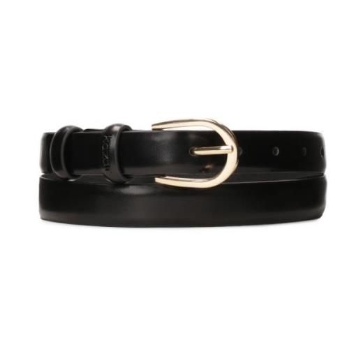 Smalle zwarte riem met afgeronde gesp Kazar , Black , Dames