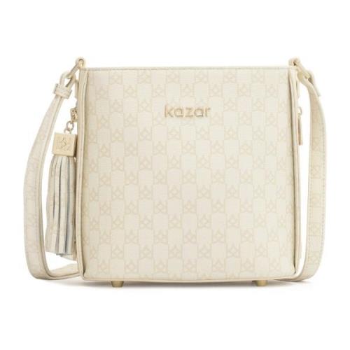 monogram kleine posttas met lange band Kazar , White , Dames