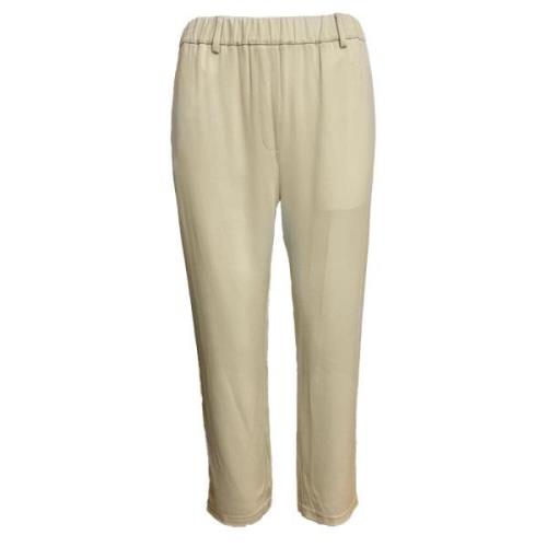 Elastische Taille Broek met Riemlussen Mauro Grifoni , Beige , Dames