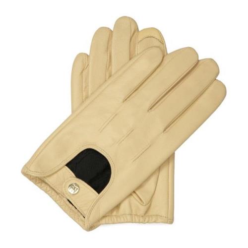 Beige gladleren autohandschoenen Kazar , Beige , Dames