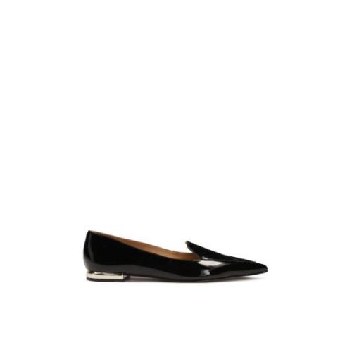 Platte gelakte pumps met gouden hak Kazar , Black , Dames