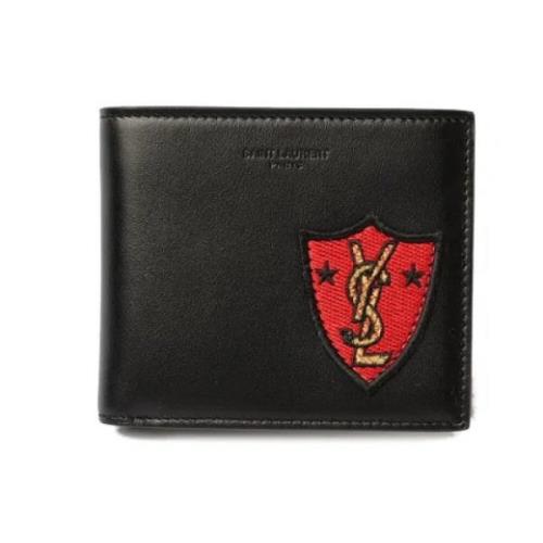 Pre-owned Leather wallets Yves Saint Laurent Vintage , Black , Dames