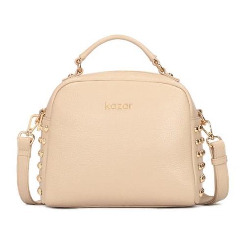 Handtas van leer versierd met studs Kazar , Beige , Dames