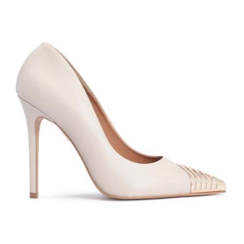 Leren pumps met een metalen neus Kazar , Beige , Dames