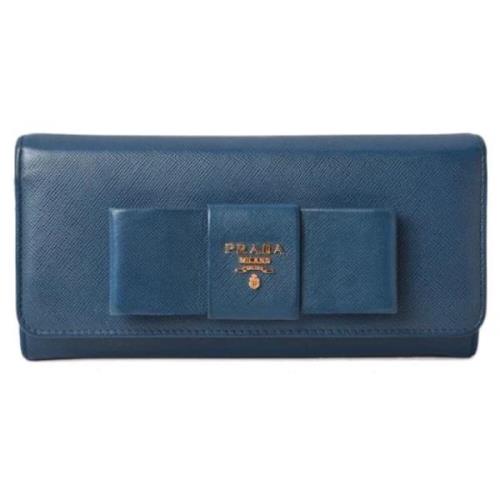 Pre-owned Leather wallets Prada Vintage , Blue , Dames