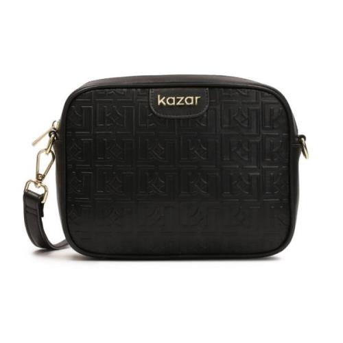 Kleine zwarte handtas met reliëfpatroon Kazar , Black , Dames