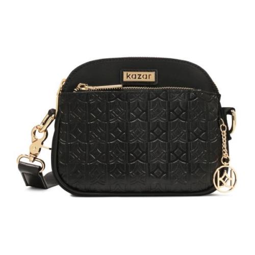 Kleine universele crossbody tas op een brede band Kazar , Black , Dame...