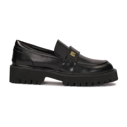 Zwarte graanleren halfschoenen Kazar , Black , Dames