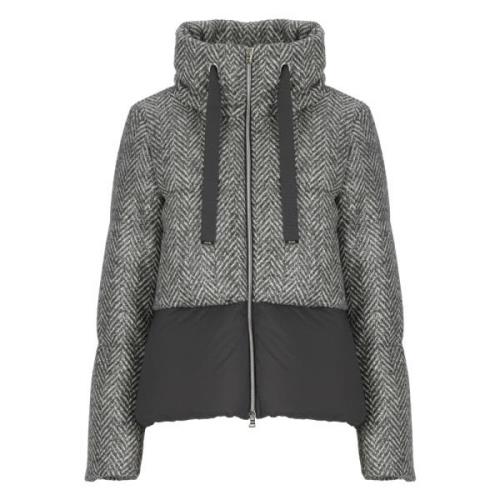 Gewatteerd Donsjack Hoge Hals Trekkoorden Herno , Gray , Dames