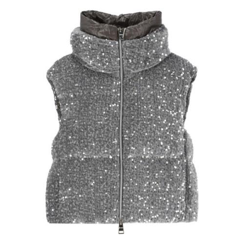 Gewatteerde vest met pailletten Herno , Gray , Dames