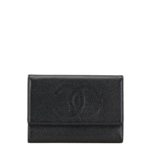 Pre-owned Leather wallets Chanel Vintage , Black , Dames