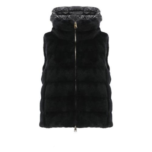 Gewatteerde Faux Fur Vest Mouwloos Zwart Herno , Black , Dames