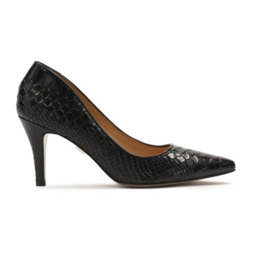 Zwarte reliëflederen pumps Kazar , Black , Dames