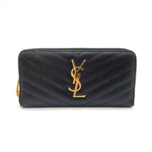 Pre-owned Leather wallets Yves Saint Laurent Vintage , Black , Dames