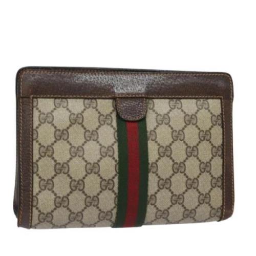 Pre-owned Leather clutches Gucci Vintage , Beige , Dames