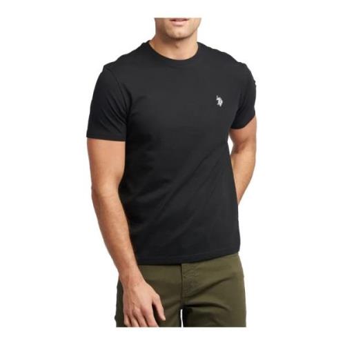 Geborduurd Logo Katoenen T-shirt Zwart U.s. Polo Assn. , Black , Heren