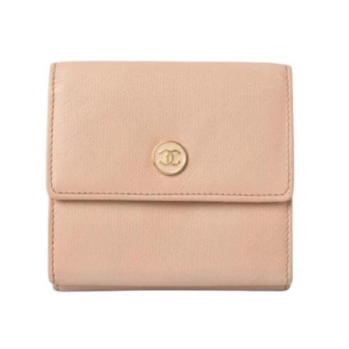 Pre-owned Leather wallets Chanel Vintage , Beige , Dames