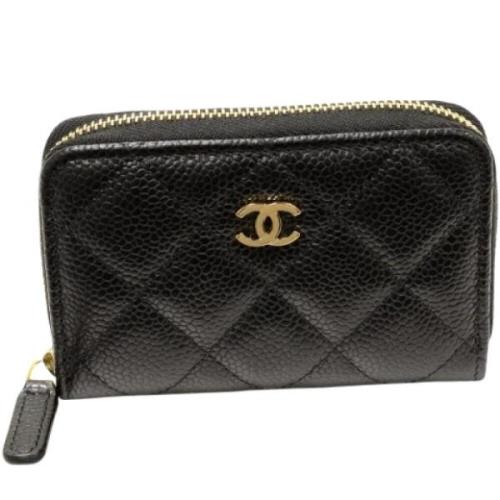 Pre-owned Leather wallets Chanel Vintage , Black , Dames