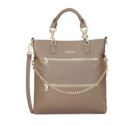 Tas van suède en graanleer met afneembare band Kazar , Beige , Dames