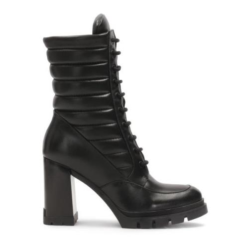 Gewatteerde leren veterschoenen Kazar , Black , Dames