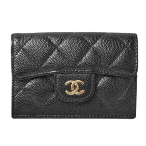 Pre-owned Leather wallets Chanel Vintage , Black , Dames