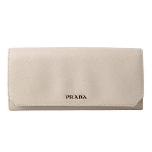 Pre-owned Leather wallets Prada Vintage , Beige , Dames