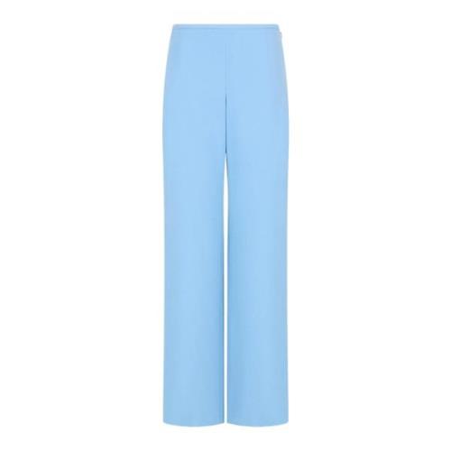 Palazzo Stijl Rits Sluiting Crepe Broek Emporio Armani , Blue , Dames