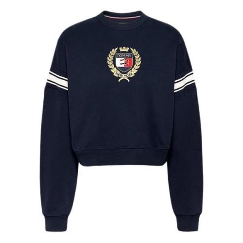 Blauwe College Stijl Sweater Tommy Hilfiger , Blue , Dames