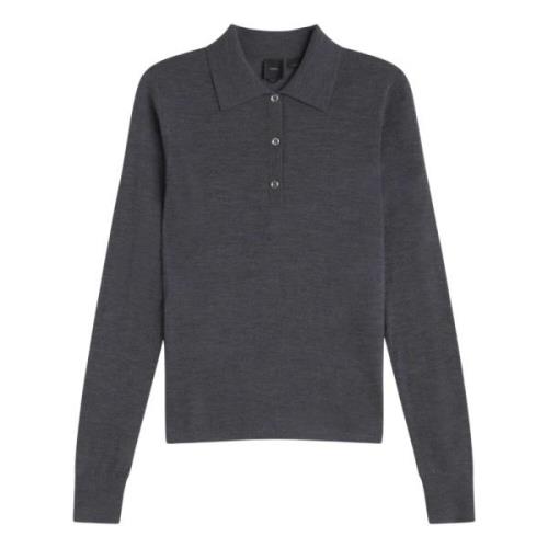 Elegante Lange Mouw Poloshirt Pinko , Gray , Dames